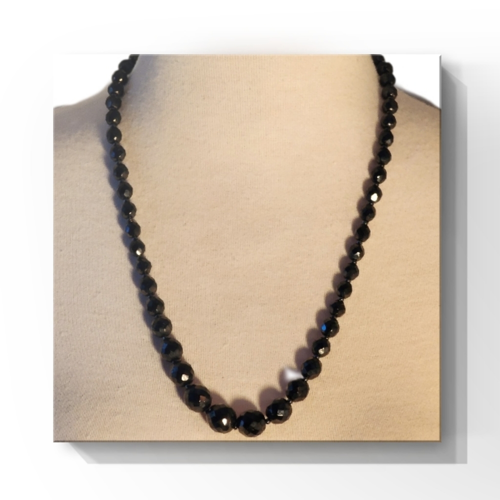 Faceted Glass Bead Necklace w/ Hematite Accent Beads